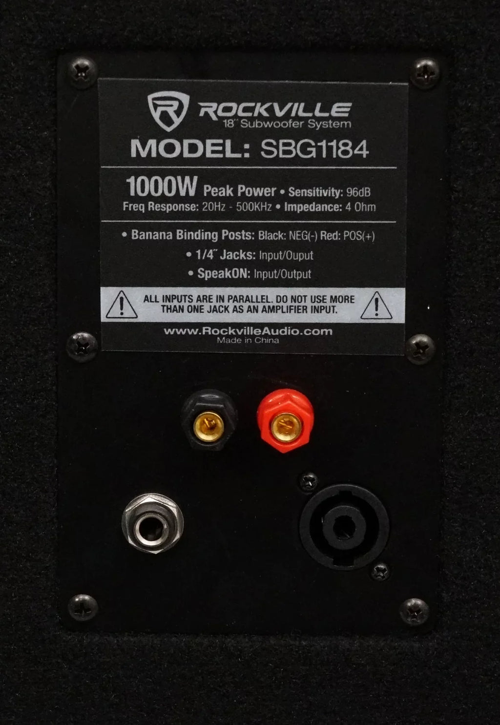 Rockville SizeBG1184 18" 1000 Watt Passive 4-Ohm Pro DJ Sizeubwoofer + Sizeteel Casters