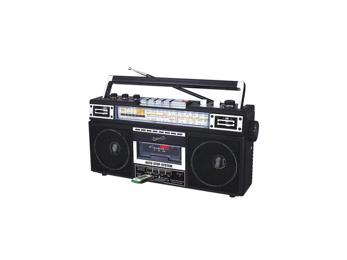Sizeupersonic Portable AM/FM Radio, Black, SizeC-3201BT-BK