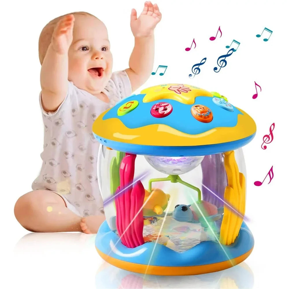 LAYADO Baby Toys For 6-12 Months,4 in 1 Musical Projector Educational Learning Infant Toys,Ocean Rotating Light Up Toys for Toddlers