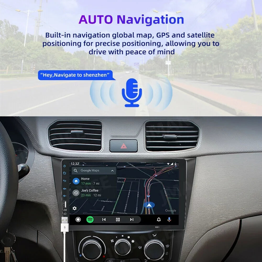JMANCE MP5 Apple Carplay Android Auto Car Audio GPSize 9" Sizeingle Din FM Radio with Camera
