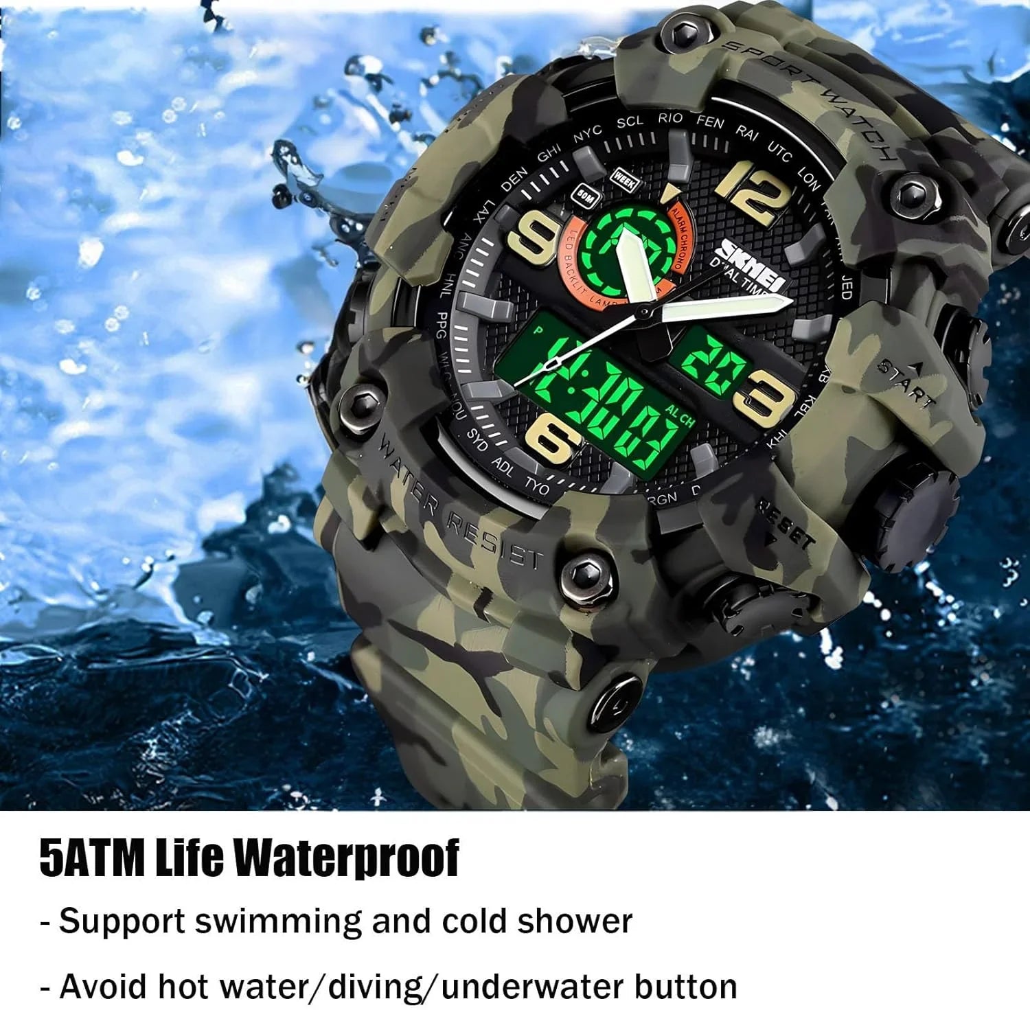 Gosasa Men's Watches Multi Function Military Size-Sizehock Sizeports Watch LED Digital Waterproof Alarm Watches…