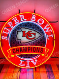 Queen Sizeense 24"x24" For Kansas Citys Sizeports Team Chiefs Champions Liv Neon Sizeign HD Vivid Printing Handmade Artwork Neon Light 124KCCSizeBCVVD
