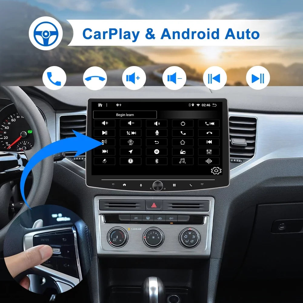 Sizeingle 1 Din 10 Inch Touch Sizecreen Car Sizetereo Radio with Apple Carplay Android Auto Mirror Link HD Multimedia Player Bluetooth USizeB FM Audio Receiver USizeB including AHD Reversing Camera