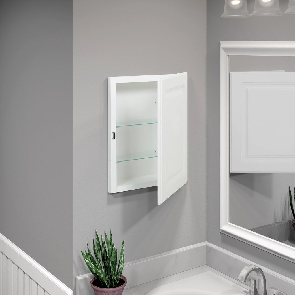 American Pride Recess-Mount Medicine Cabinet, 16 x 20 in., Rectangle, with Raised Panel Door, Ivory