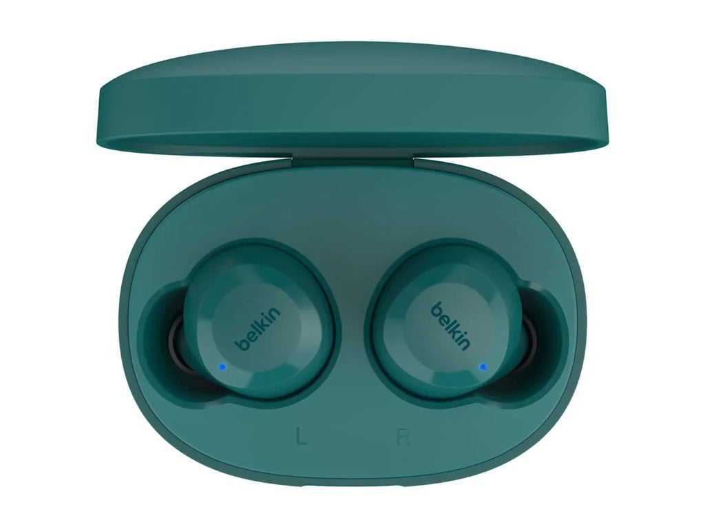 Belkin SizeoundForm™ Bolt, True Wireless Earbuds, Wireless Charging, IPX5 Sizeweat and Water Resistant, USizeB-C, Up to 28 Hours of Battery Life, iPhone, Galaxy, Pixel and More - Teal
