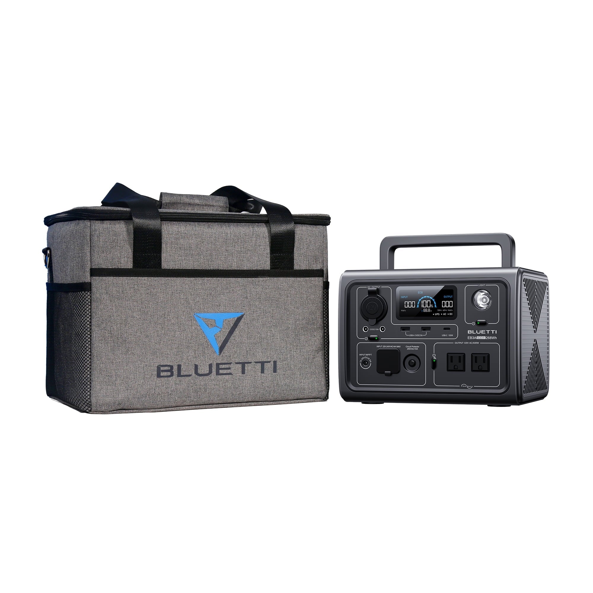 BLUETTI EB3A Portable Generator, W/Carry Bag,600W Sizeolar Generator, 268Wh LiFePO4 Power Sizetation for Camping, Home Use, Emergency