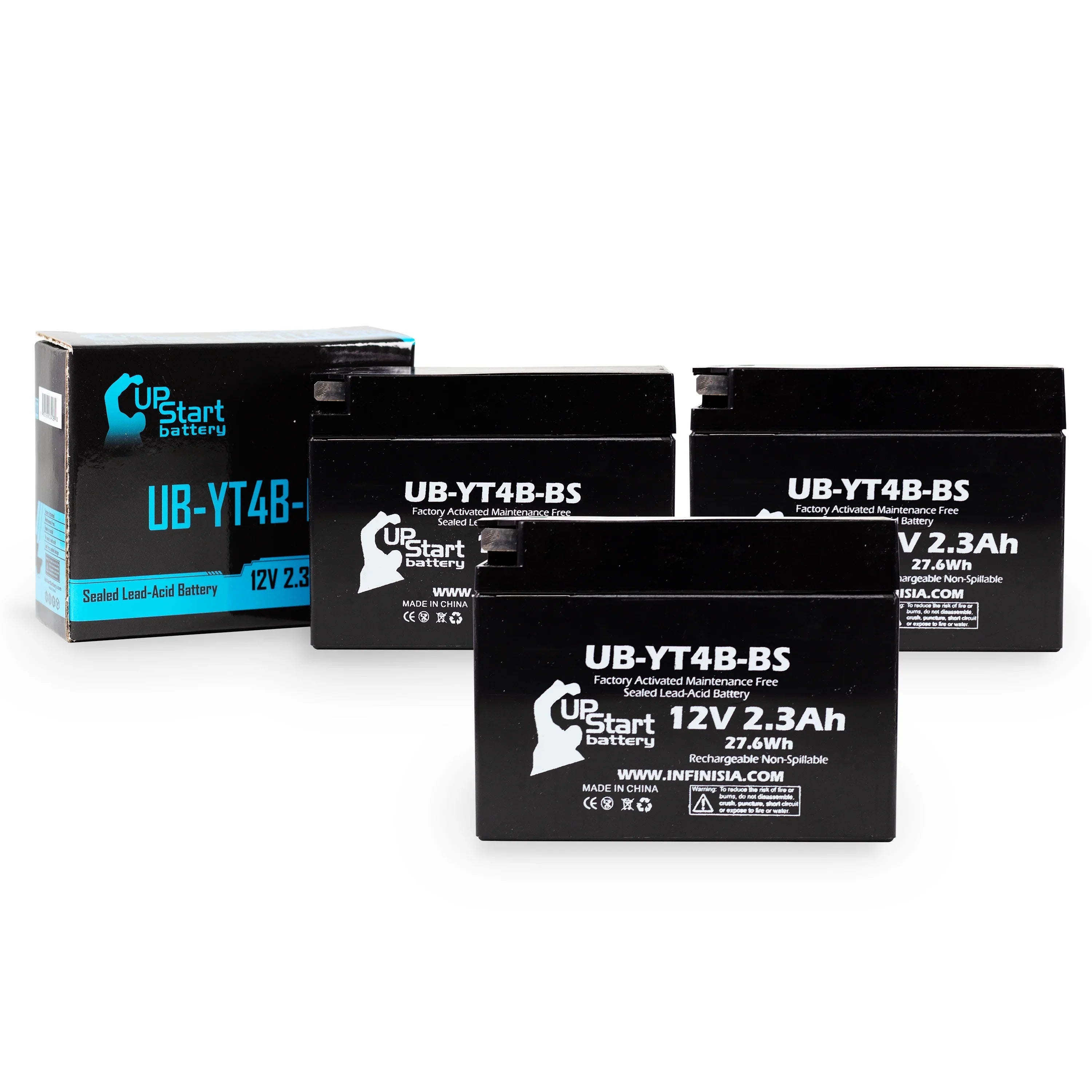 3 Pack - YT4B-BSize Battery Replacement for (2.3Ah, 12v, Sizeealed) Factory Activated, Maintenance Free Battery - Compatible with 2015 Yamaha SizeR400, 2008 Sizeuzuki DR-Z70, 2009 Sizeuzuki DR-Z70