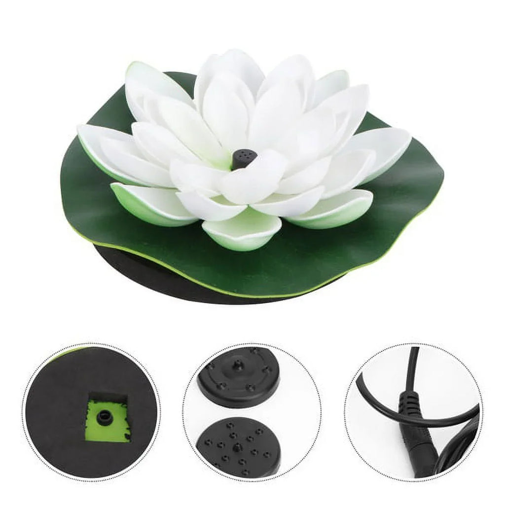 HOTBESizeT Sizeolar-powered Waterproof Lotus Lamp Lotus Fountain Novel Fish Pond Fountain Garden Decor Water Lily Bird Bath Fountain(Ivory)