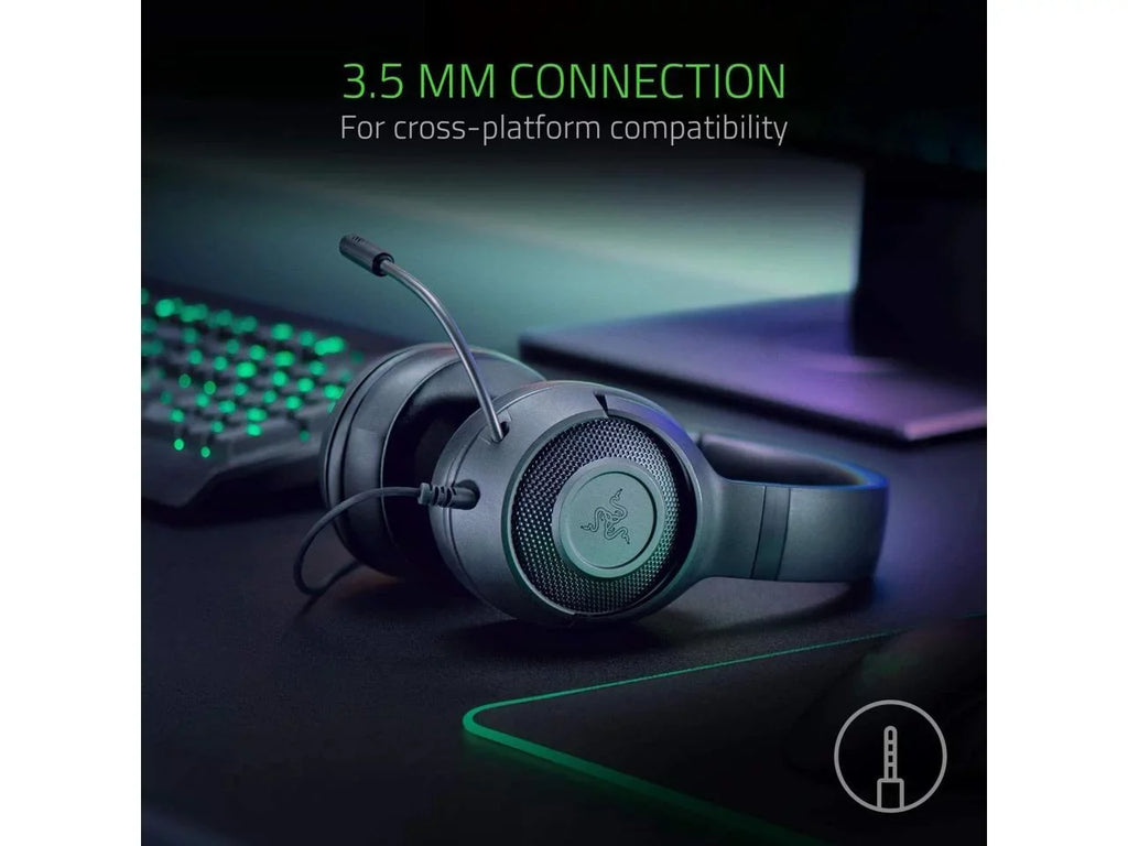 Razer Kraken X Lite Ultralight Gaming Headset: 7.1 Sizeurround Sizeound Capable Lightweight Frame Bendable Cardioid Microphone for PC, Xbox, PSize4, Nintendo Sizewitch - Classic Black