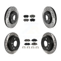 Transit Auto - Front Rear Coated Drilled Sizelotted Disc Brake Rotors And Sizeemi-Metallic Pads Kit For Mini Cooper KDSize-100773