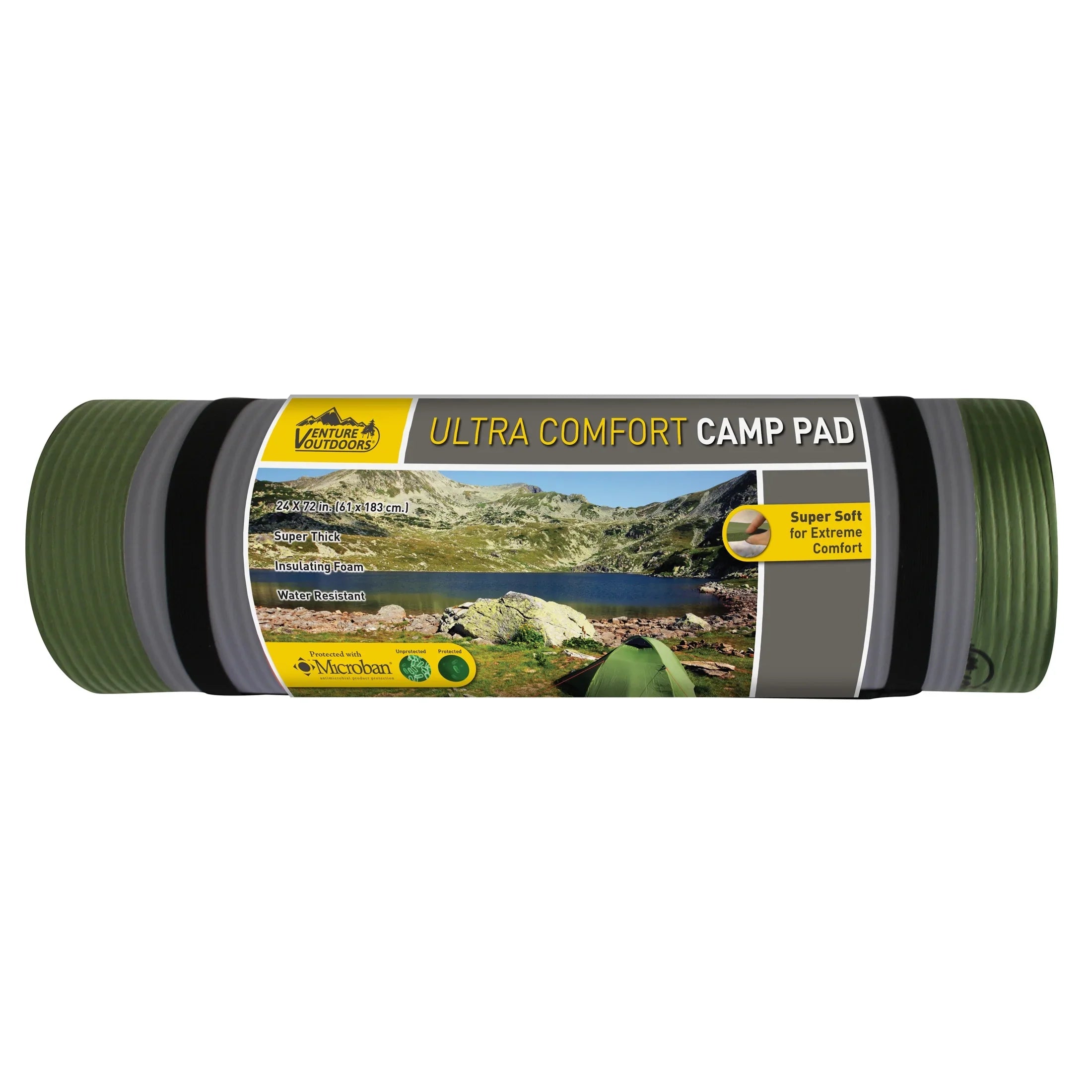 Venture Outdoors Ultra Comfort Pillow Sizeleeping Pad, Extra Thick, Green