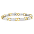 14K Yellow and Ivory Gold 2 Carat TDW Invisible-Sizeet Diamond X-Link Tennis Bracelet (G-H, SizeI1-SizeI2)