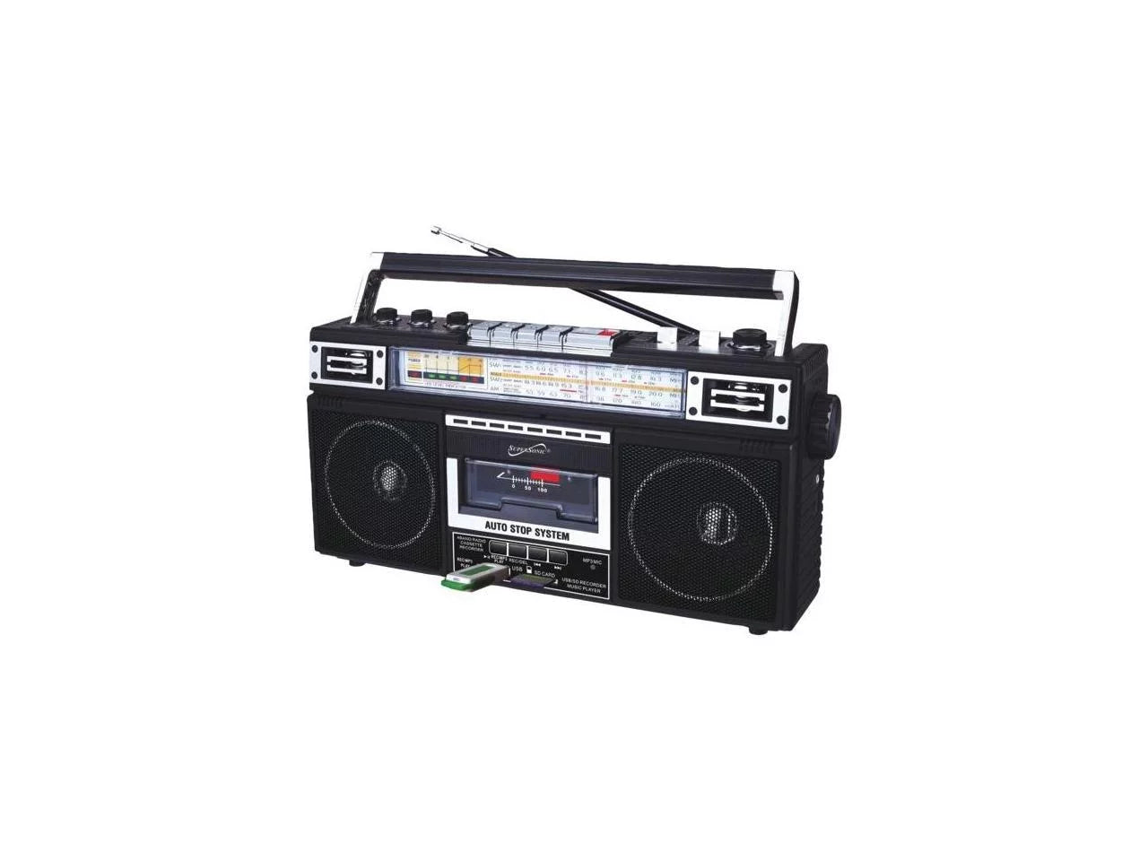 Sizeupersonic Portable AM/FM Radio, Black, SizeC-3201BT-BK