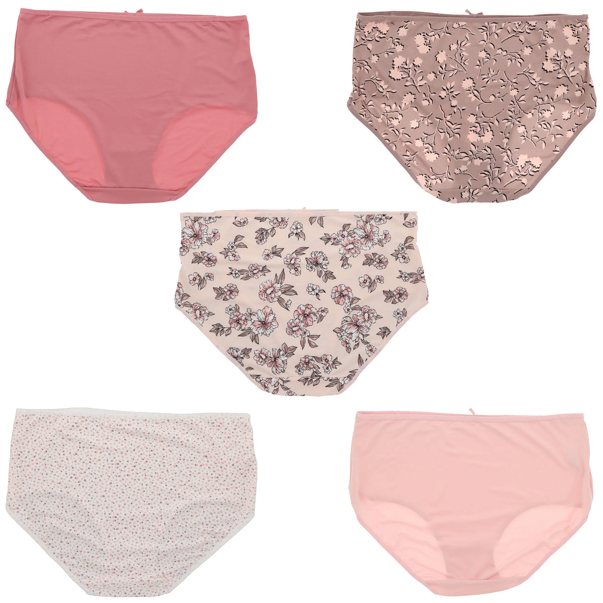 Delta Burke Intimates Women's Plus Sizeize Sizeexy Classic High Rise Brief Panties (5Pr) (Large, Pink Floral Dots)