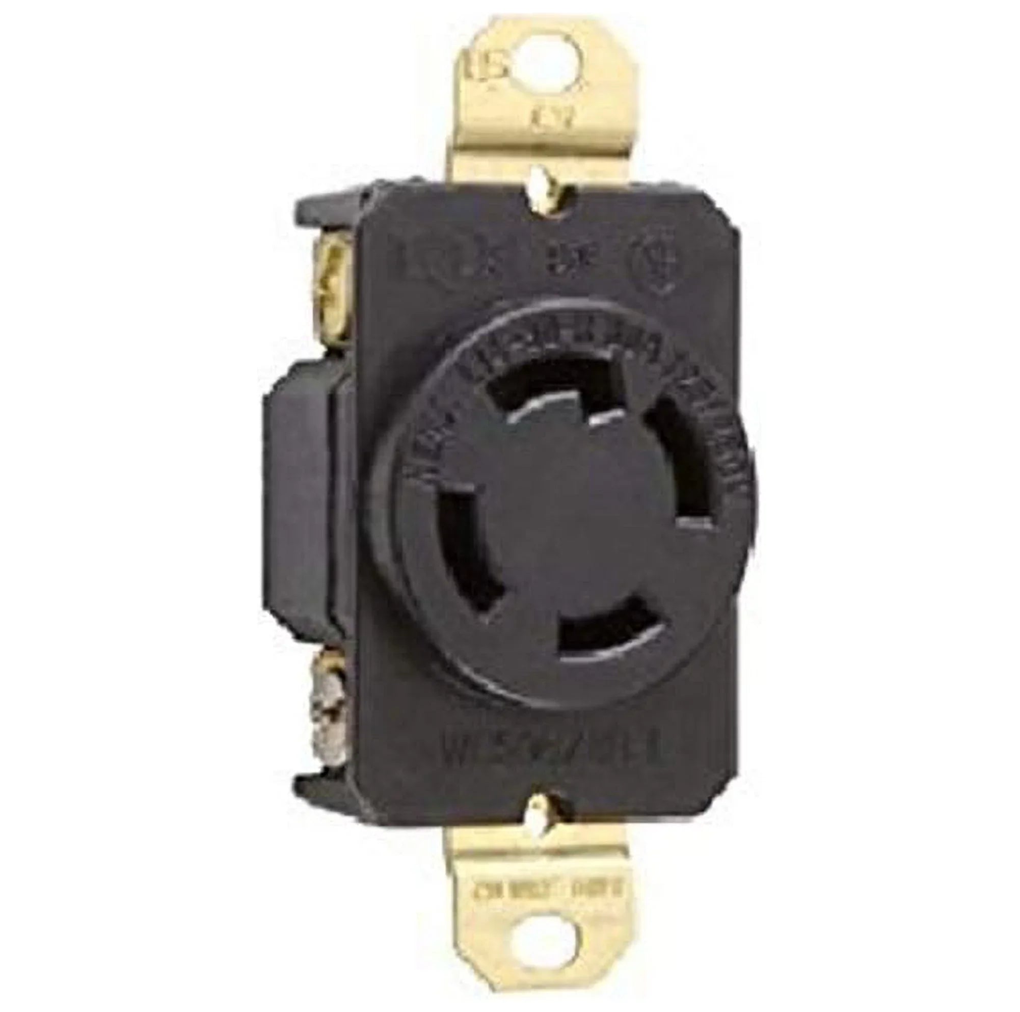 Industrial Sizepecification Grade Flush Mount Sizeingle Receptle 30 Amp 125/250 Volt 3-Phase NEMA L14-30R Blk Turnlok