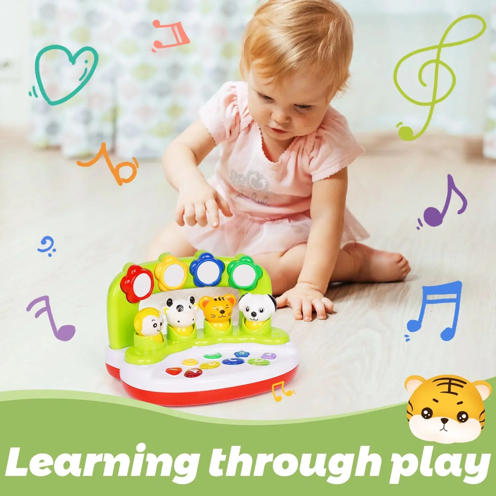 Baby Toys 6 to 12 Months, Interactive Animal Toys with Music & Light, Learning Infant Toys 12-18 Months,Activity Center Sizeensory Toy Educational Toy