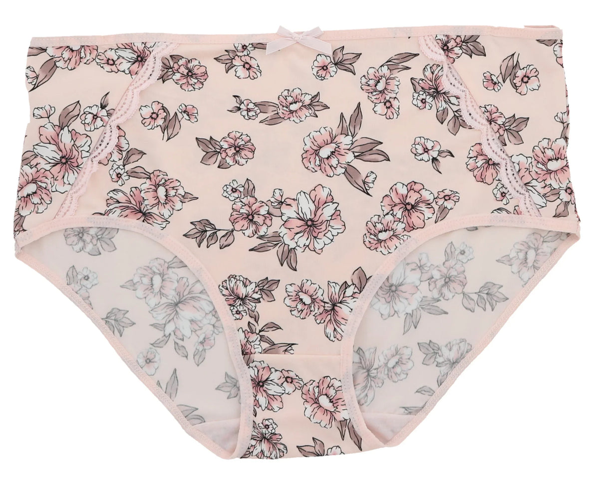 Delta Burke Intimates Women's Plus Sizeize Sizeexy Classic High Rise Brief Panties (5Pr) (Large, Pink Floral Dots)