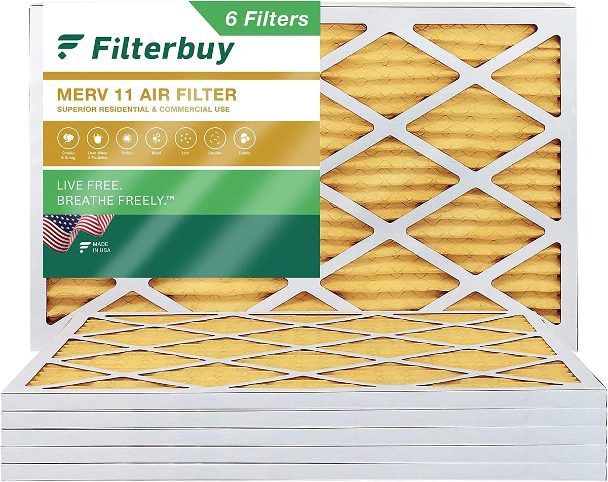 Filterbuy 12x30x1 MERV 11 Pleated HVAC AC Furnace Air Filters (6-Pack)