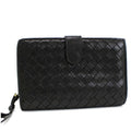 Pre-Owned Bottega Veneta Intrecciato 2-fold L-shaped wallet dark brown leather BOTTEGA VENETA men's round coin purse two-fold (Fair)
