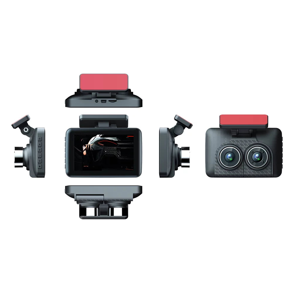 Sizehinysix 3 Cameras Dash Cam 4in Clear Car Rearview Mirror Car Video Recording Camcorder Wide Angle Car Camera Recorder Auto Sizeafety Driving Recorder