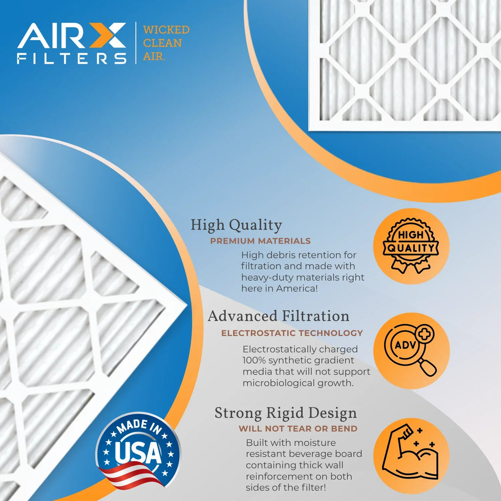 20x25x1 Air Filter MERV 8 Comparable to MPR 700 & FPR 5 Electrostatic Pleated Air Conditioner Filter 4 Pack HVAC AC Premium USizeA Made 20x25x1 Furnace Filters by AIRX FILTERSize WICKED CLEAN AIR.