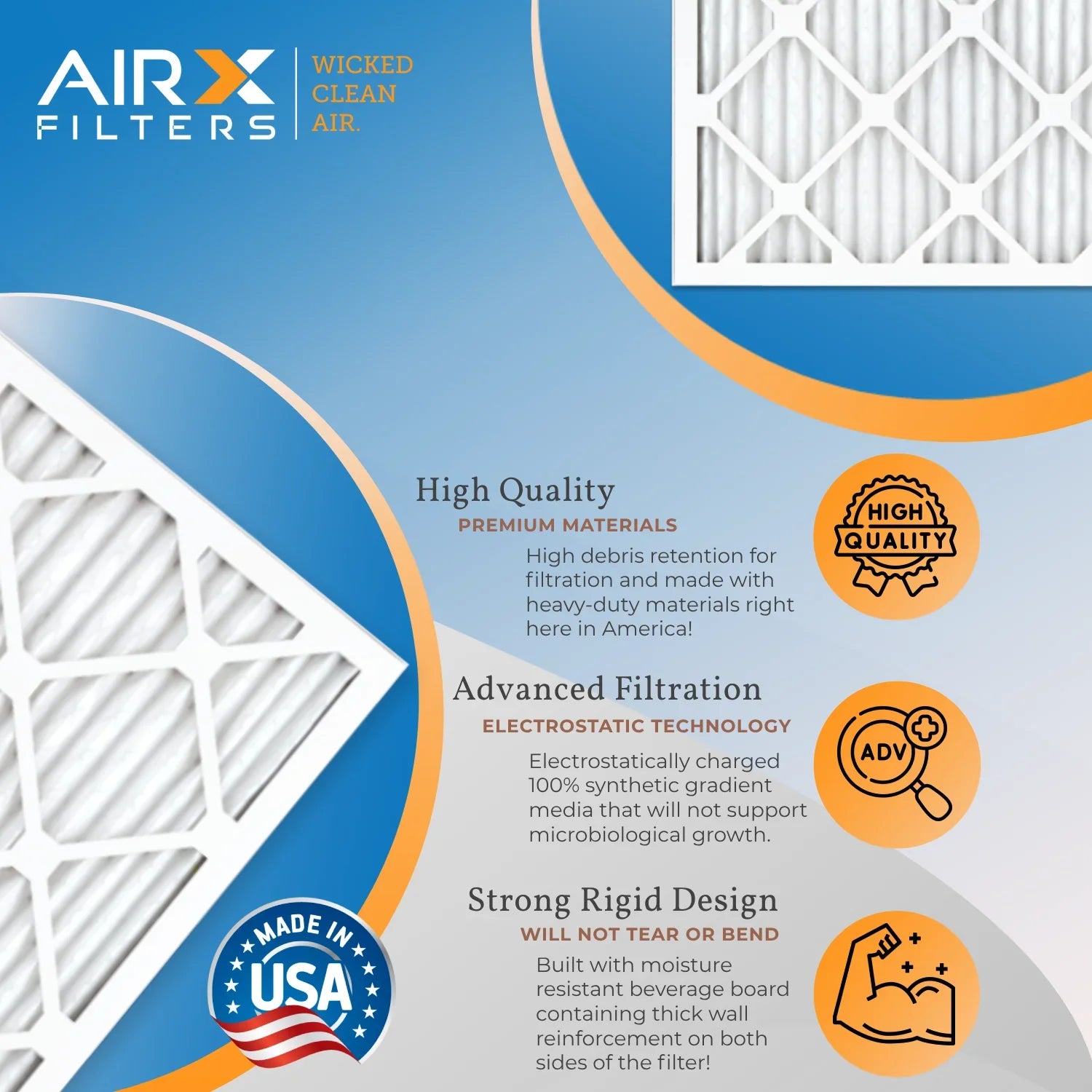 20x25x1 Air Filter MERV 8 Comparable to MPR 700 & FPR 5 Electrostatic Pleated Air Conditioner Filter 4 Pack HVAC AC Premium USizeA Made 20x25x1 Furnace Filters by AIRX FILTERSize WICKED CLEAN AIR.