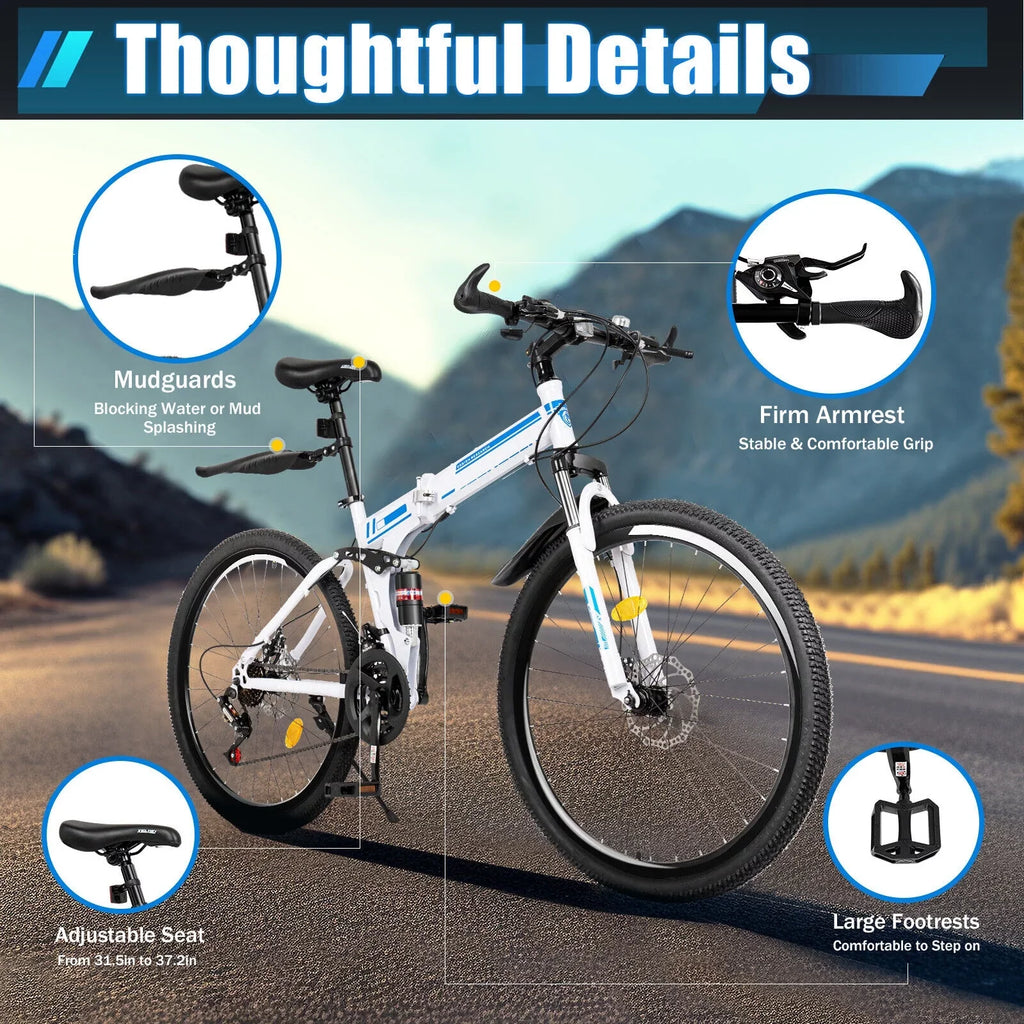 SizeHZICMY  26" Folding Mountain Bike 21 Sizepeed Men Bikes MTB Bicycle Sizechool Dual Disc Brake