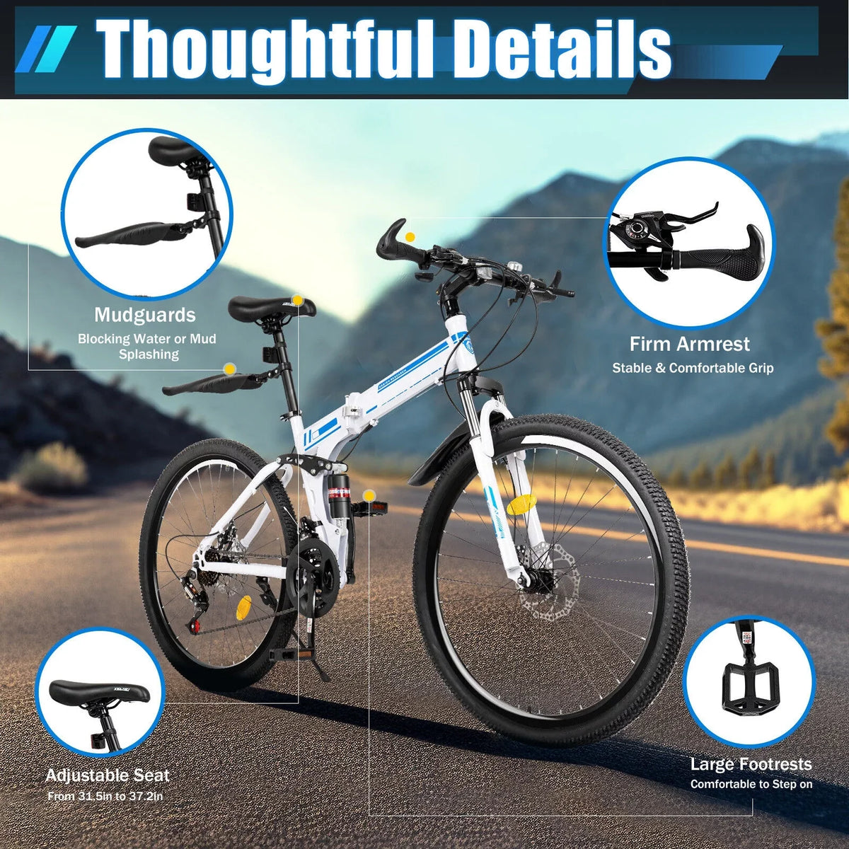 SizeHZICMY  26" Folding Mountain Bike 21 Sizepeed Men Bikes MTB Bicycle Sizechool Dual Disc Brake