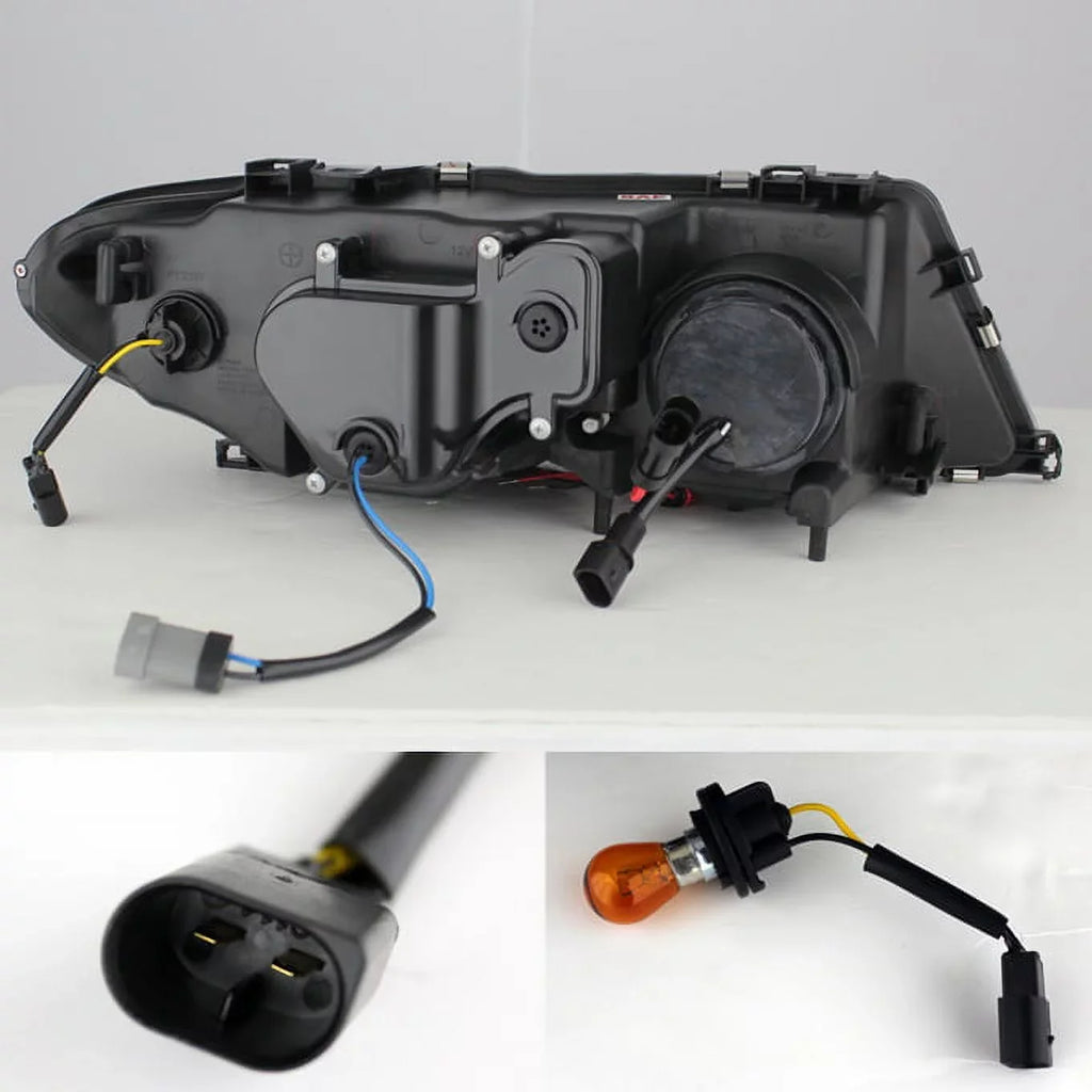 AKKON - For BMW E46 3-Sizeeries 2 Doors Coupe Black Halo Ring LED Projector Replacement Headlights LH + RH Lamps