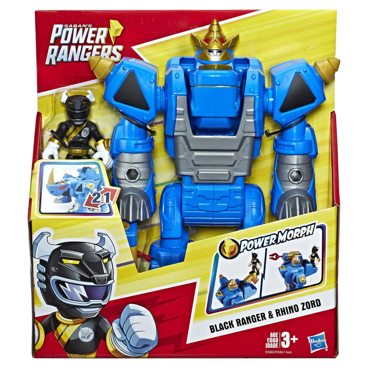 Playskool Heroes Power Rangers Morphin Zords Black Ranger & Rhino Zord